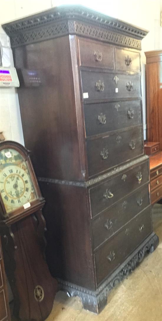 Victorian oak chest on chest